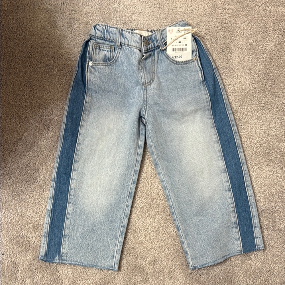Zara Kids Light Blue Jeans with Dark Blue Side Stripe